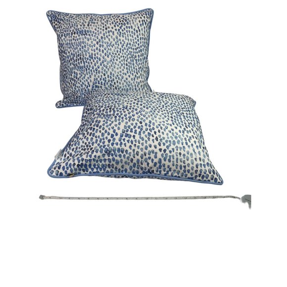 Set of 2 Blue printed watercolor dots pillow cover 18"x18" -NEW - Picture 4 of 6